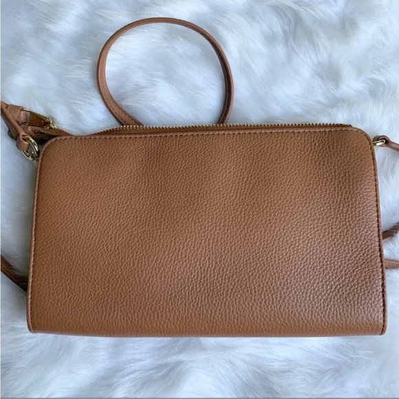 Tory Burch Robinson Pebbled Crossbody Like New Leather Tan Wallet Bag - Picture 6 of 9